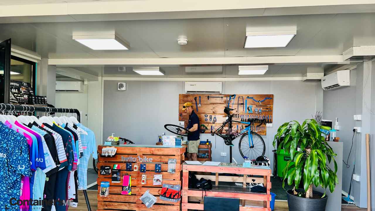 inside of a Container retail store made using modular mobile container