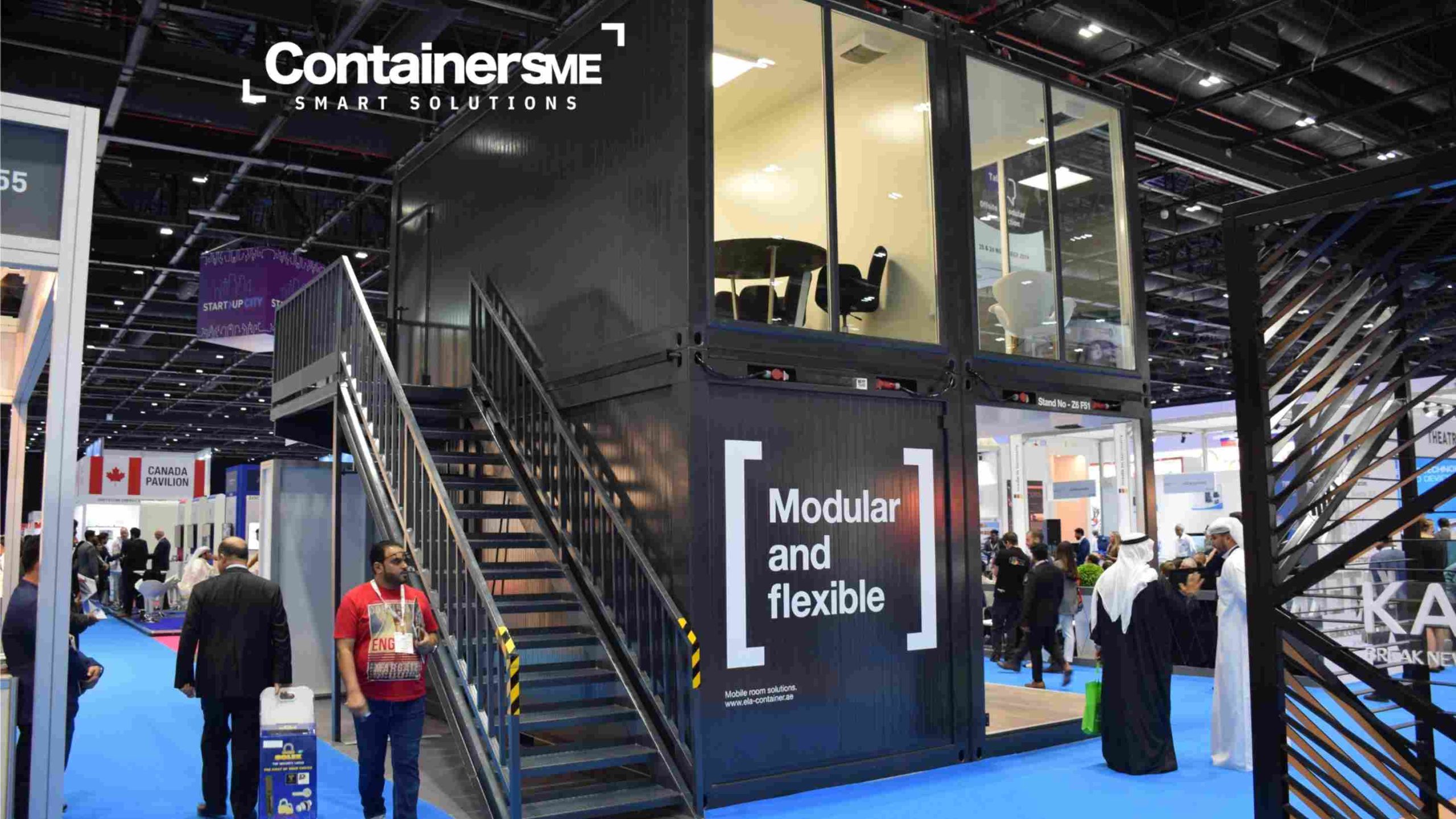 portable exhibition booth made using modular mobile container