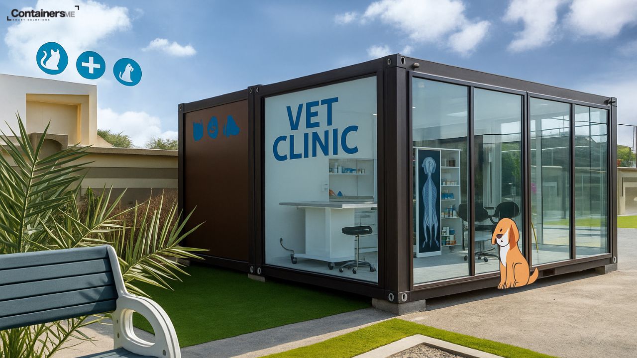 container vet clinic made using modular mobile container
