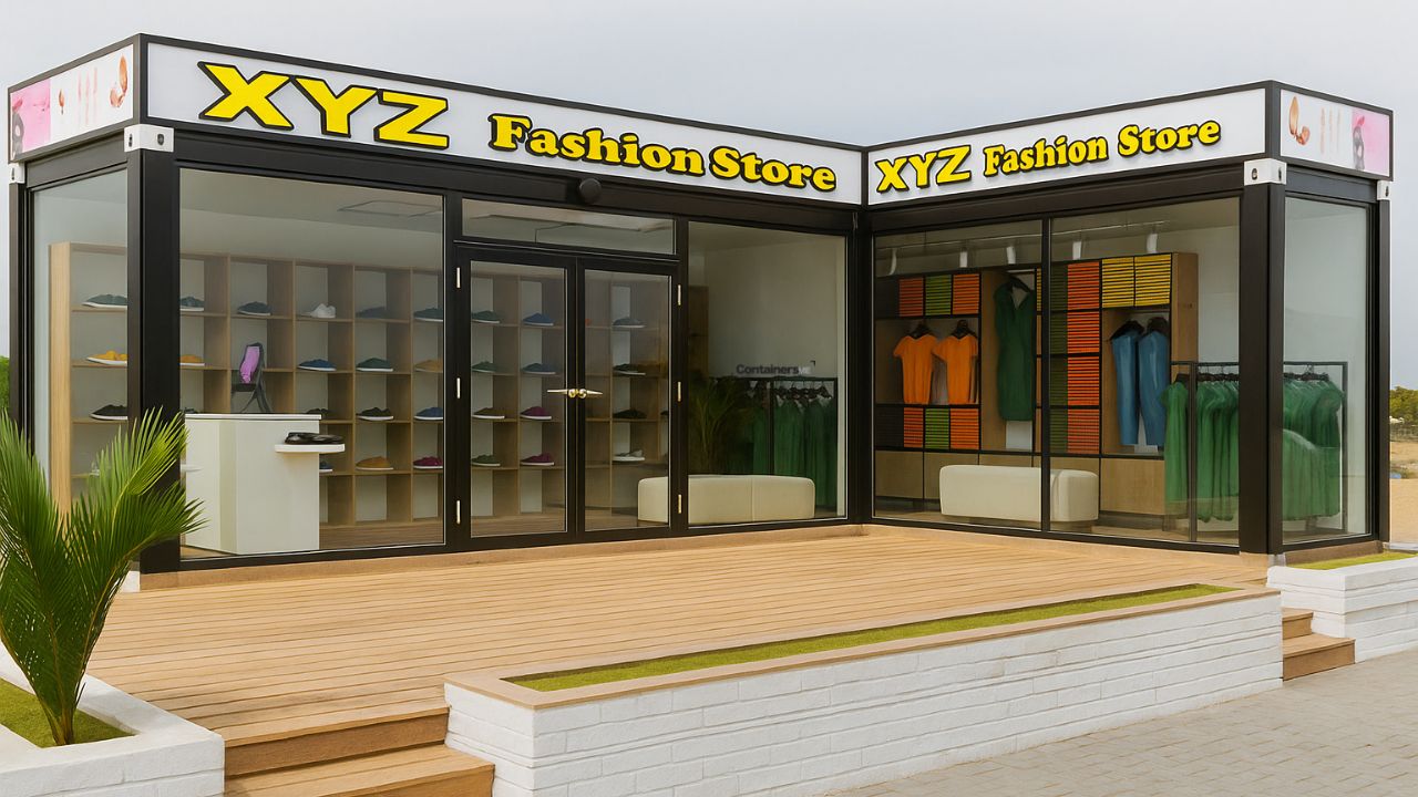 container boutique made using modular mobile container